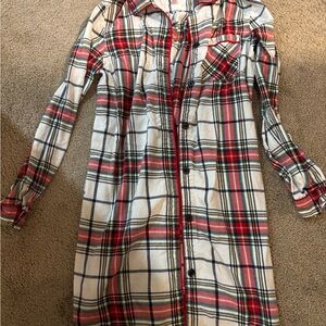 Plaid Button-Up Shirt Dress